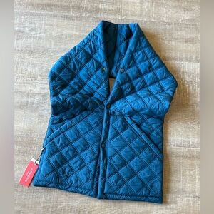 Puffer Hug 418 Convertible Scarf Vest NWT Blue Quilted Lightweight Fleece Pocket